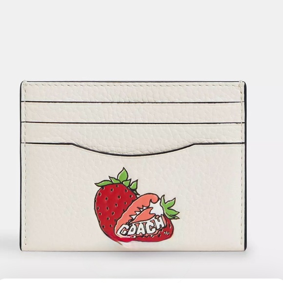 Coach Accessories - Coach NWT Slim Cream Card Holder with Strawberry Design